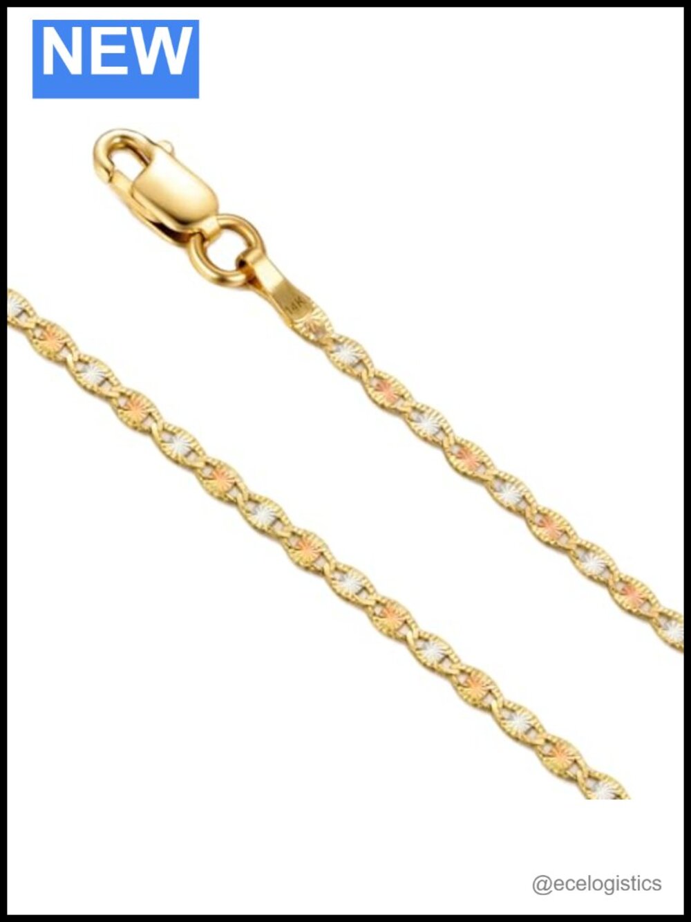 14K Solid Gold Valentino Chain Necklace Lobster Clasp 20 Inch
